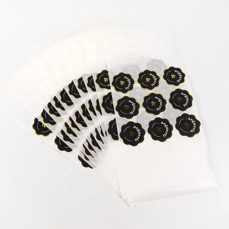 Custom Printing Waterproof Self Adhesive Sticker Gold Foil Stamping Stickers Paper Label