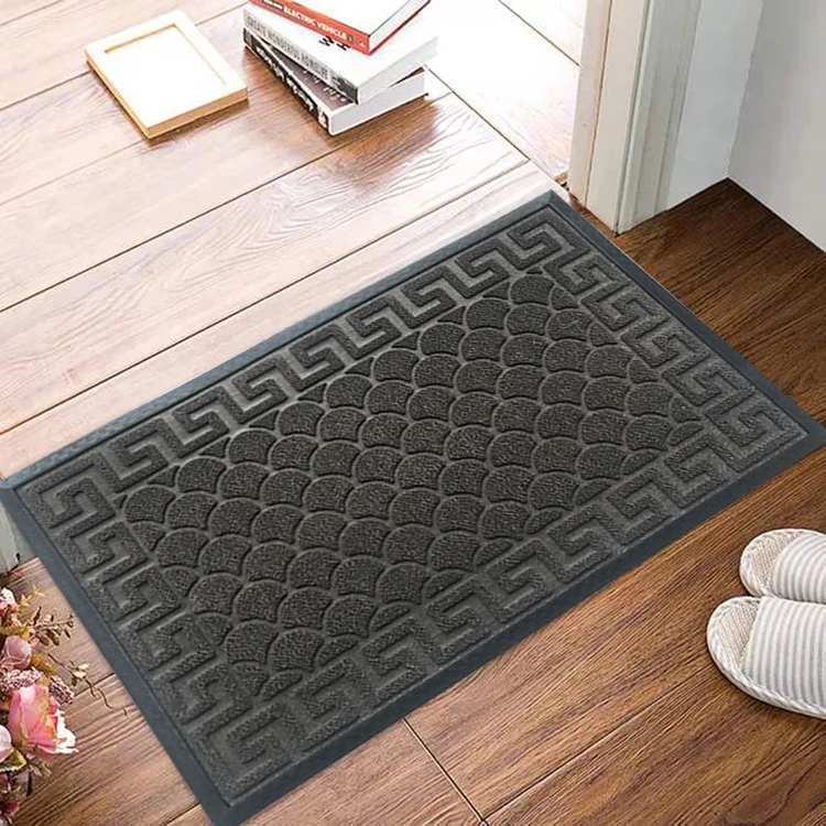Embossed Velour Polyester Floor Mat Rubber Doormat