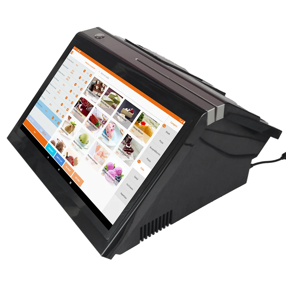 Adjustable 14 Inch Display 80mm Built-in Thermal Printer & 2D Barcode Scanner with POS Software for Restaurant & Retail Use