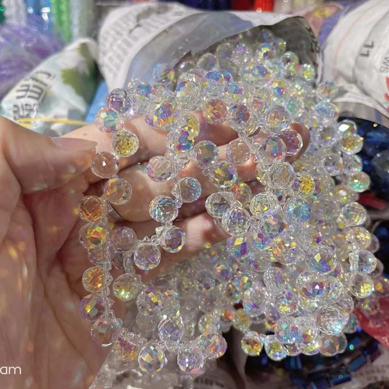 Pujiang Transverse Hole Water Drop Crystal Glass Bracelet Strawberry Glass Beads Diy Accessories Clothes Accessories Loose Beads