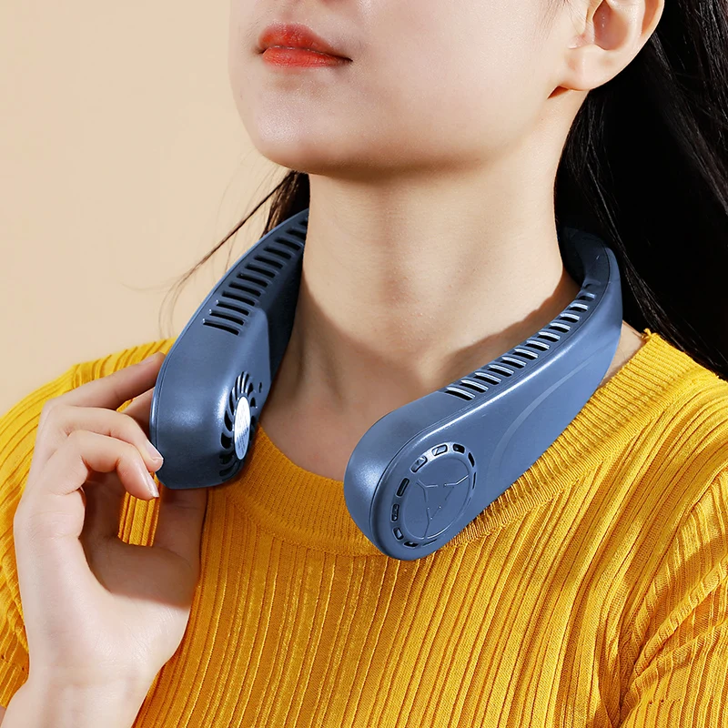 Hot Sale Portable Rechargeable Hanging Neck Fan Silent Leafless Design for Outdoor Sports for Car RV Electric & Battery Operated