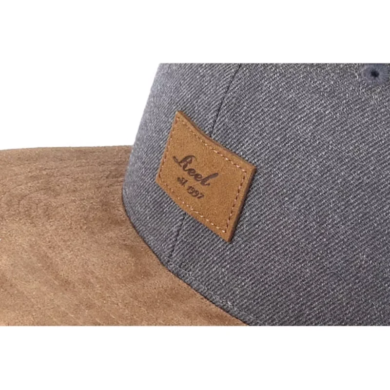 Vintage Suede Heather Charcoal Flat Brim Snapback Caps Custom Leather Patch Letter Embossed Logo 6 Panel Dad Caps For Men Women