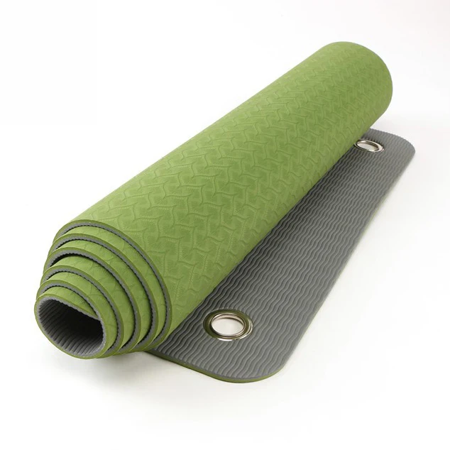 Высококачественный толстый коврик для йоги из ТПЭ с отверстием для упражнений с логотипом на заказ