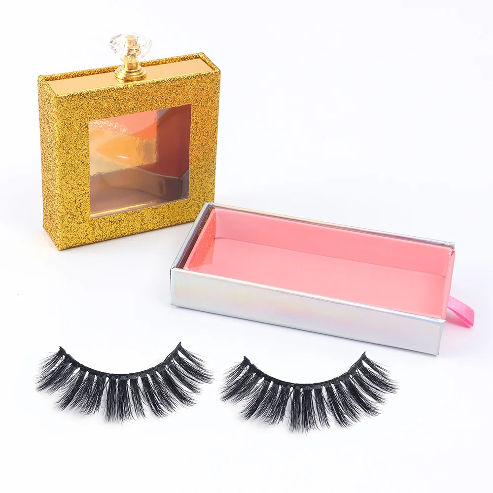 Natural style faux mink lashes wholesale 3d fluffy full strip eyelashes black cotton band false eye lashes
