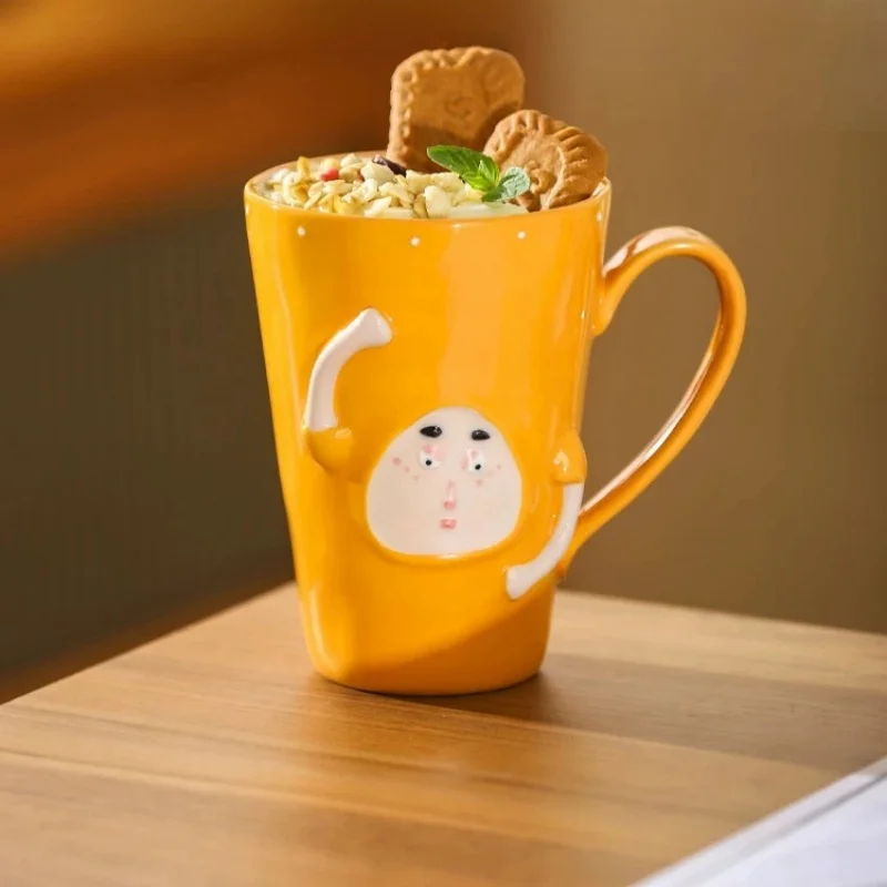 High quality 3d funny face design colorful glazed porcelain cup mug handmade ceramic mug modern coffee mugs for home