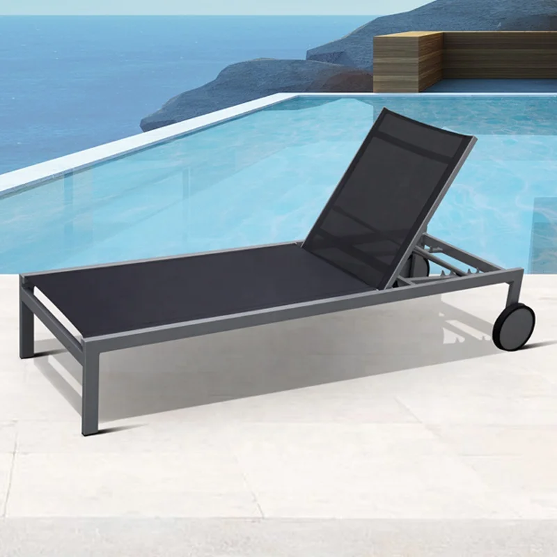 Cheap Black Exterior Garden Sun Lounger Chaise Sunbed Furniture Outdoor Patio Pool Aluminum Lounge Chairs