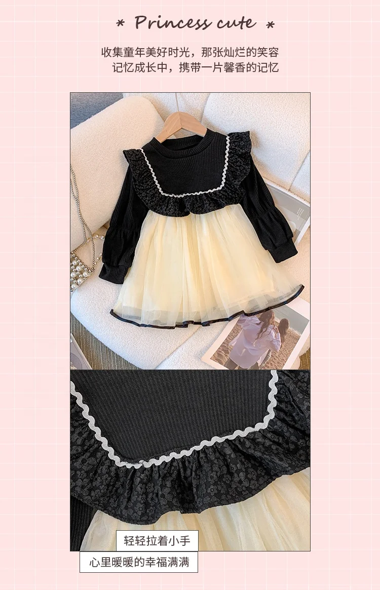 Wholesale Winter Baby Girls Dresses Children Long Sleeve Clothes Boutique Frocks Princess Dress