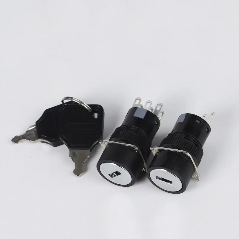 High Quality 16MM Key Switch 1NO1NC 2NO2NC Safety 2 / 3 Position Electronic Key Lock Switch