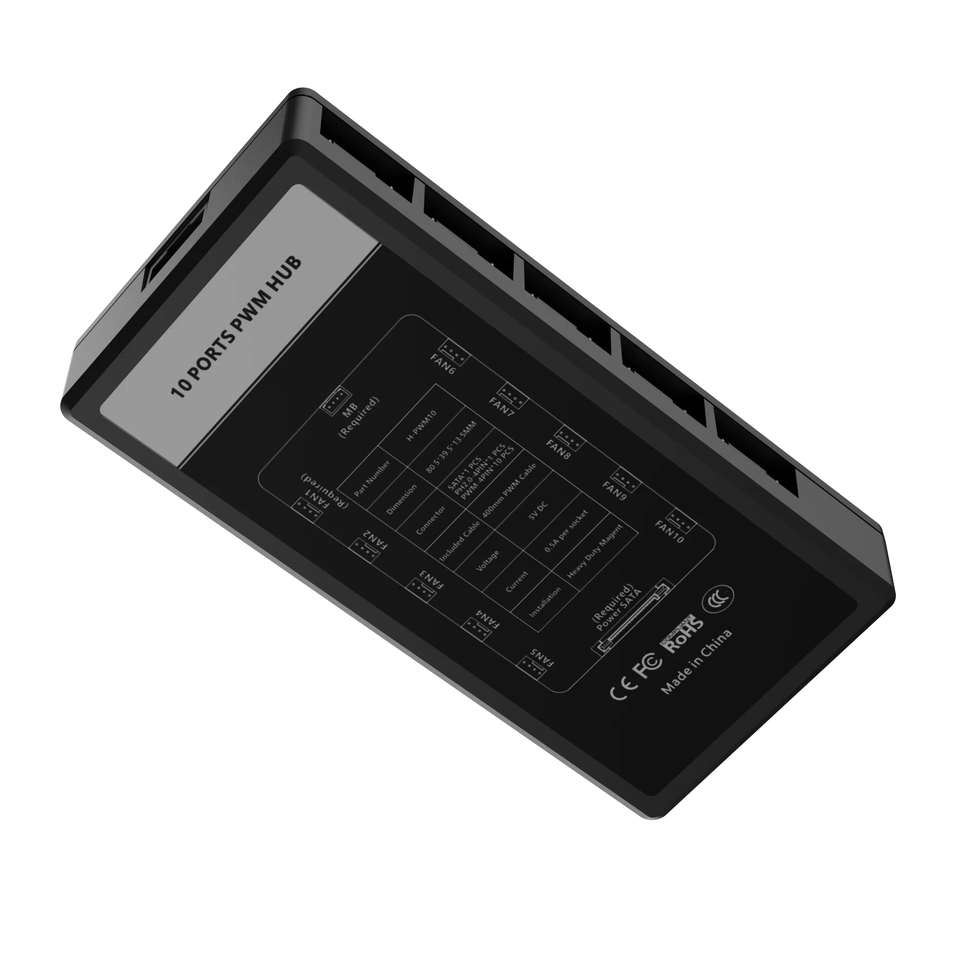 OEM 10 Port 12V 4PIN PWM SATA Power supply fan Hub interface CPU fan hub Splitter for Desktop PC Case fan Extension