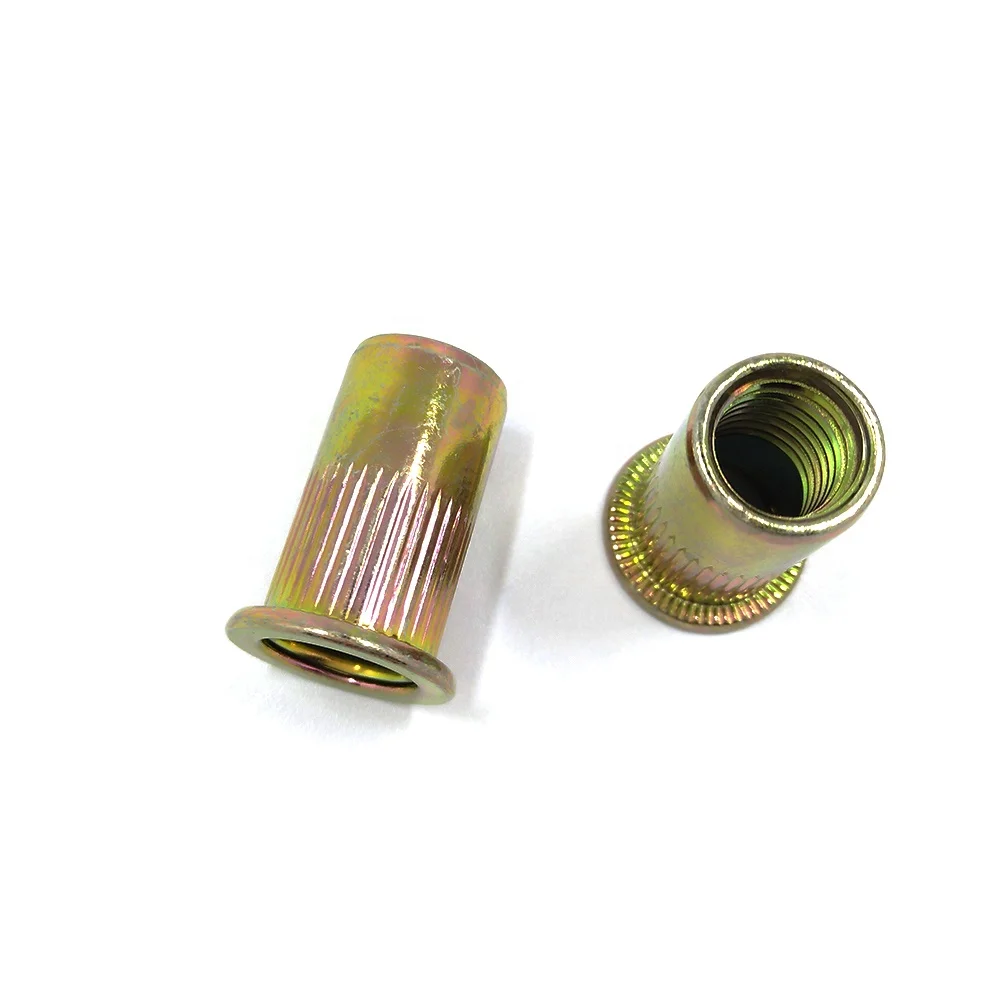 Steel Blue or Yellow White Zinc Plating Flat Head Serrated Knurled Blind Rivet Nut