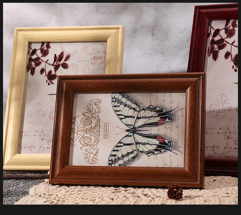 Vintage old retro Luxury American country style Table Stand Pictures Customized A4 Desktop walnut solid Wood Photo Frame