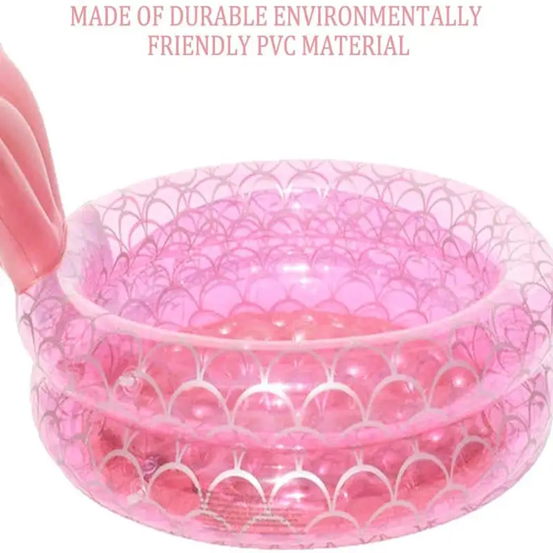 2 Rings Pink Inflatable Mermaid Tail Water Pool Home Round Swimming Pool Multi Size for Garden Summer Outdoor Kids Toys