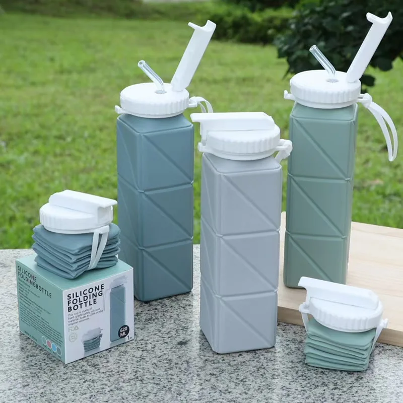 Bottle Water Custom Drinking Foldable Gym School Collapsible Travel Sports Plastic Silicone Kids Cup Water Bottle For Children