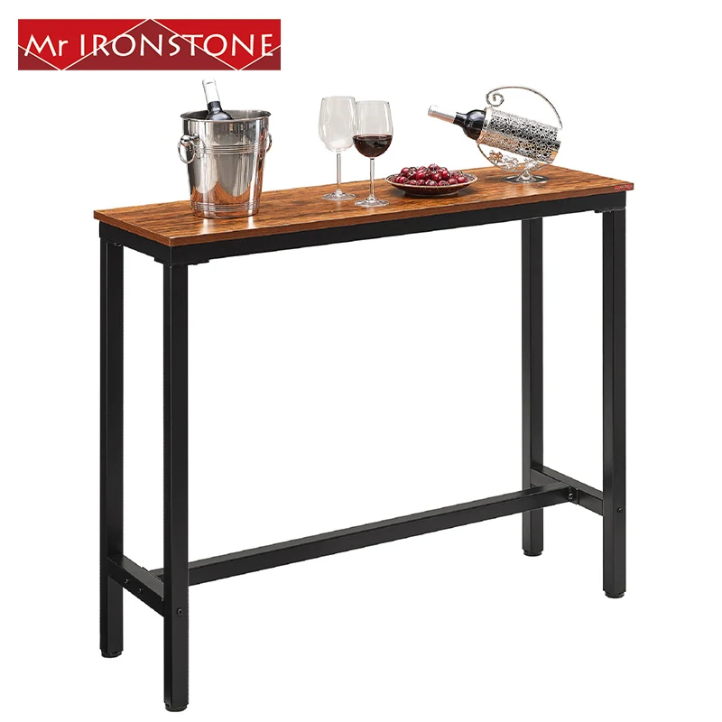 
 Гладкий барный стол из нержавеющей стали МДФ, высокий стол для паба, черный стол для бистро  