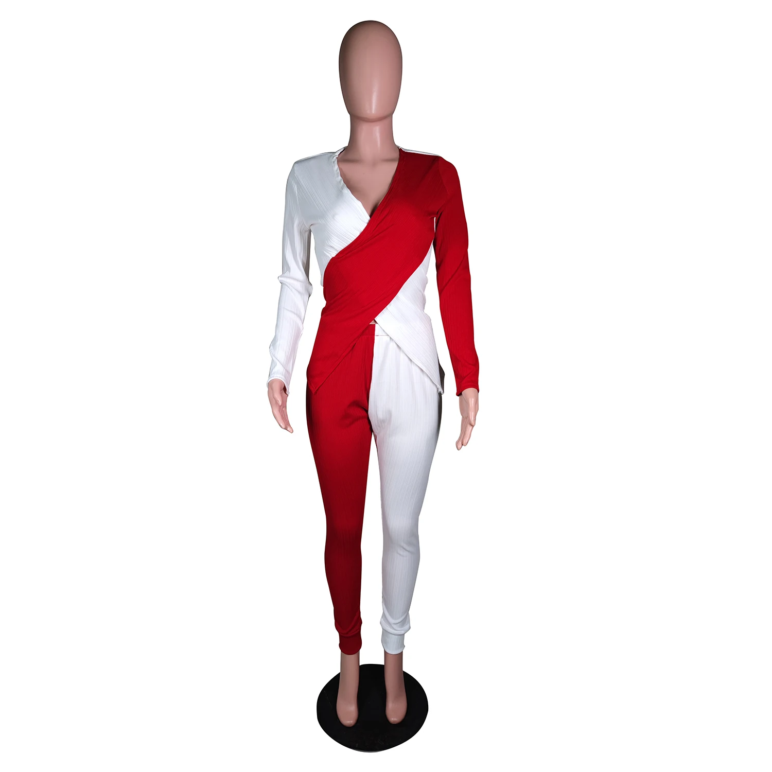 Женский Повседневный комплект из двух предметов, однотонный укороченный Топ с длинным рукавом и рюшами, с открытыми плечами и высокой талией, осень 2021