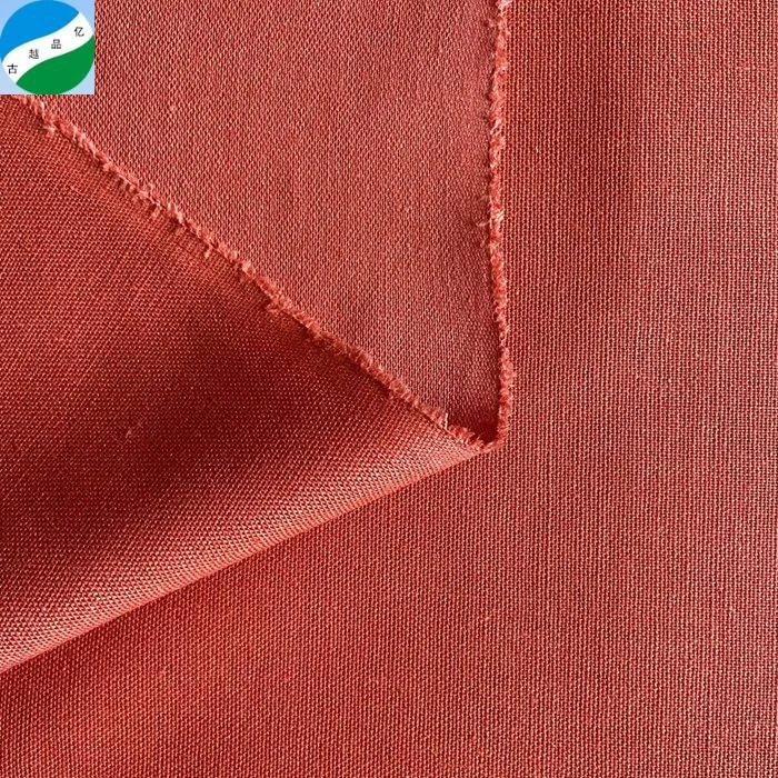 Hot selling ready goods stock fabric woven linen cotton batch solid Shaoxing textile in China