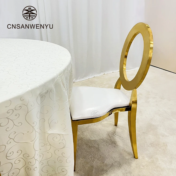wholesale Round O Back Stainless Steel Gold Wedding Rental Dining Chair in Rose Gold or Brass Gold party chairs