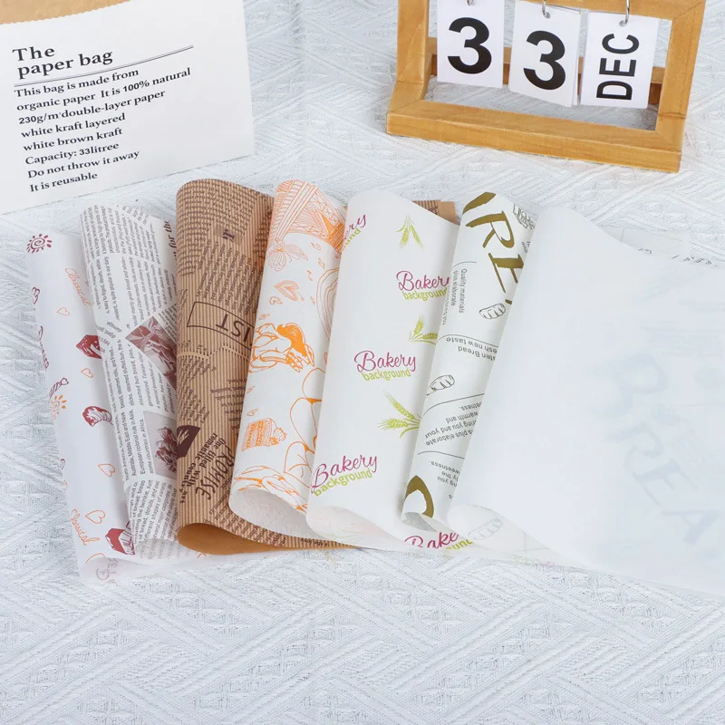 Custom Greaseproof Paper with Logo Printing Food Grade Deli Hamburger Sandwich Wax Paper Custom Food Wrapping Paper