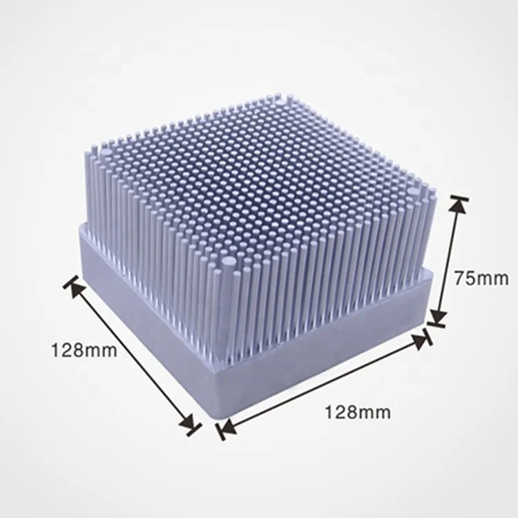 Custom square 128mm  Aluminum CPU Lamp  round Pin Fin Cold Forging Heatsink for computer