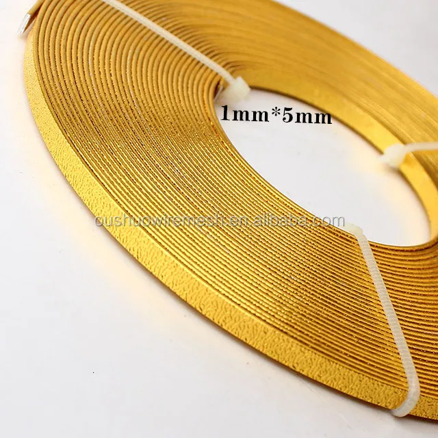 1*5 mm 10m per roll gold color flat aluminum craft wire anodized jewelry making wire