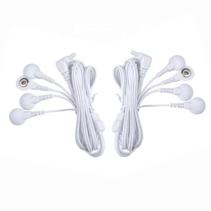 DC 2.35Mm 4 In 1 Button Type Tens Unit Electrode Lead Wire Electrode Cable