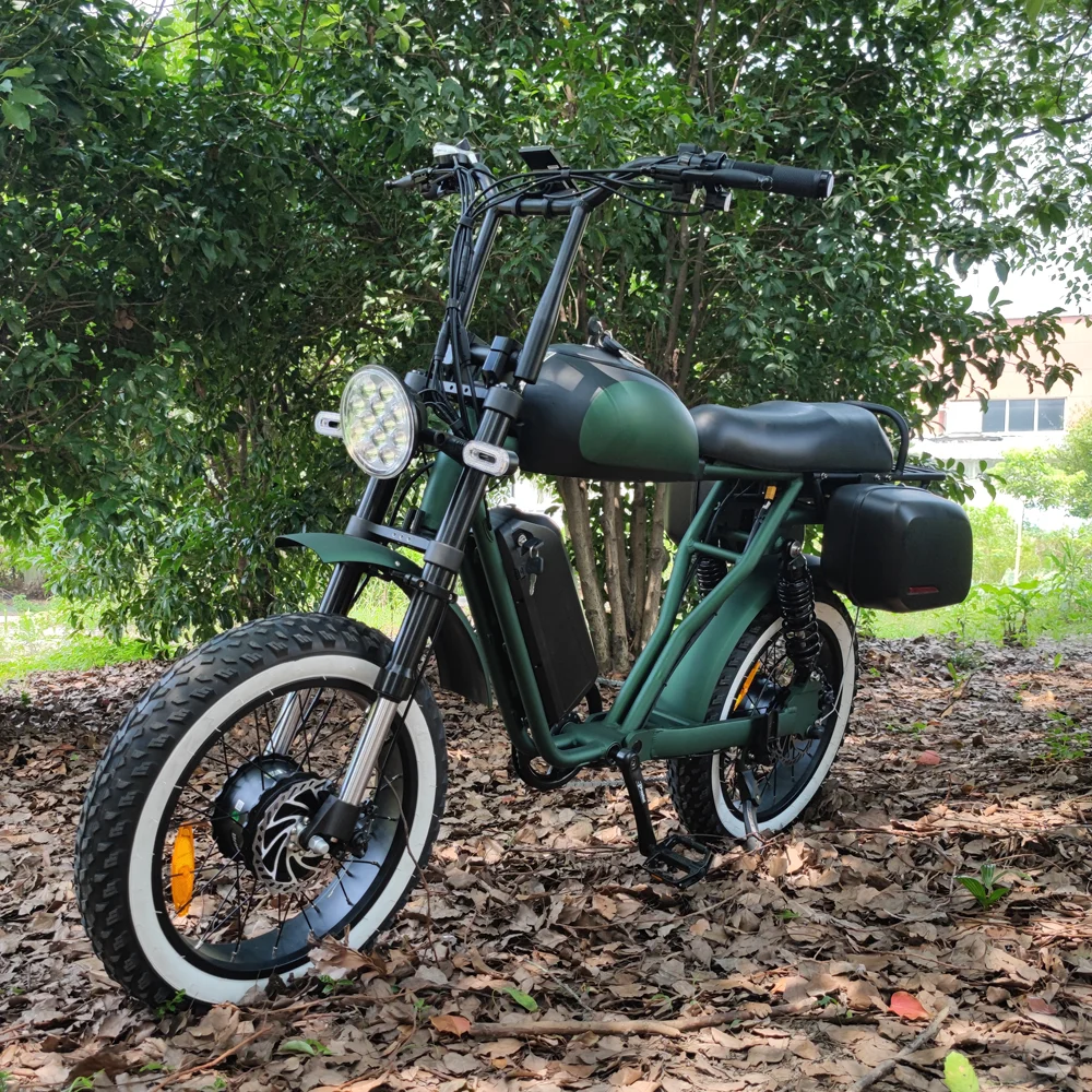2022 retro motorcycle style ebike fat tire full suspension 48v 52v 1000w 2000w electric bike