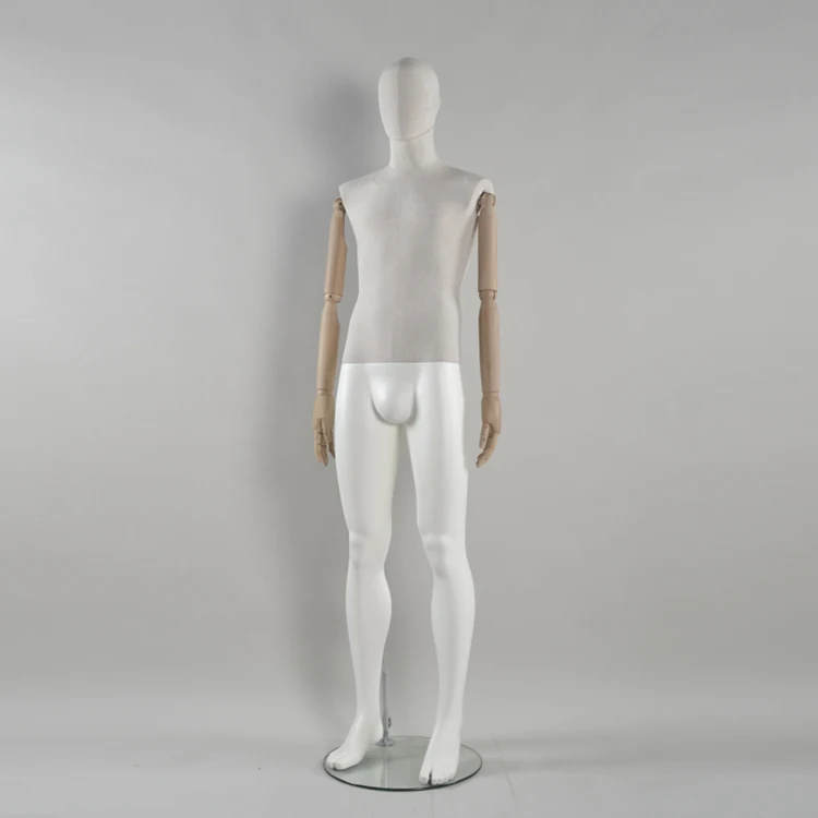 vintage fabric wood arm male mannequin, suit display men mannequin