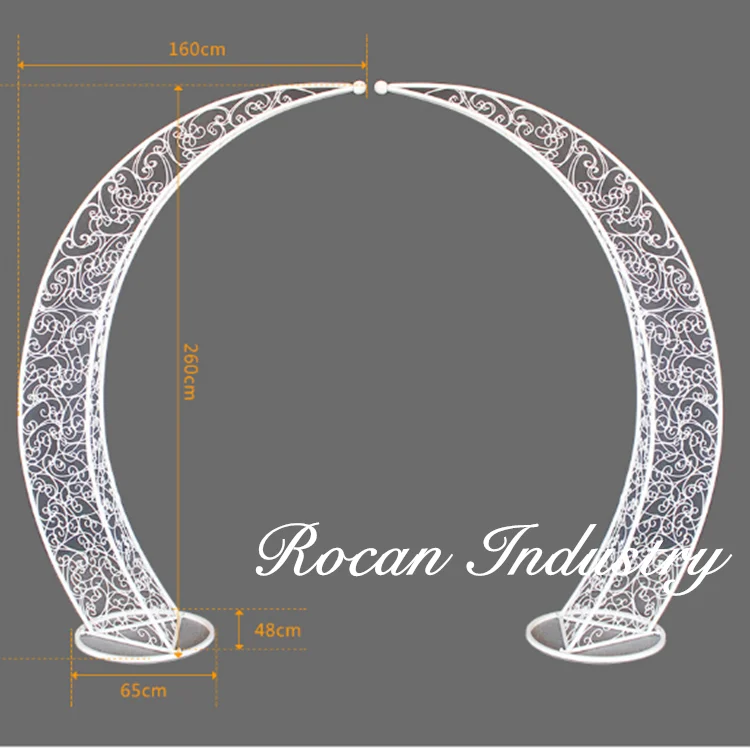 Wedding Arches Outdoor Wedding Stage Layout Crescent Moon Gate Party Background Shelf White Gold Road Lead Backdrop