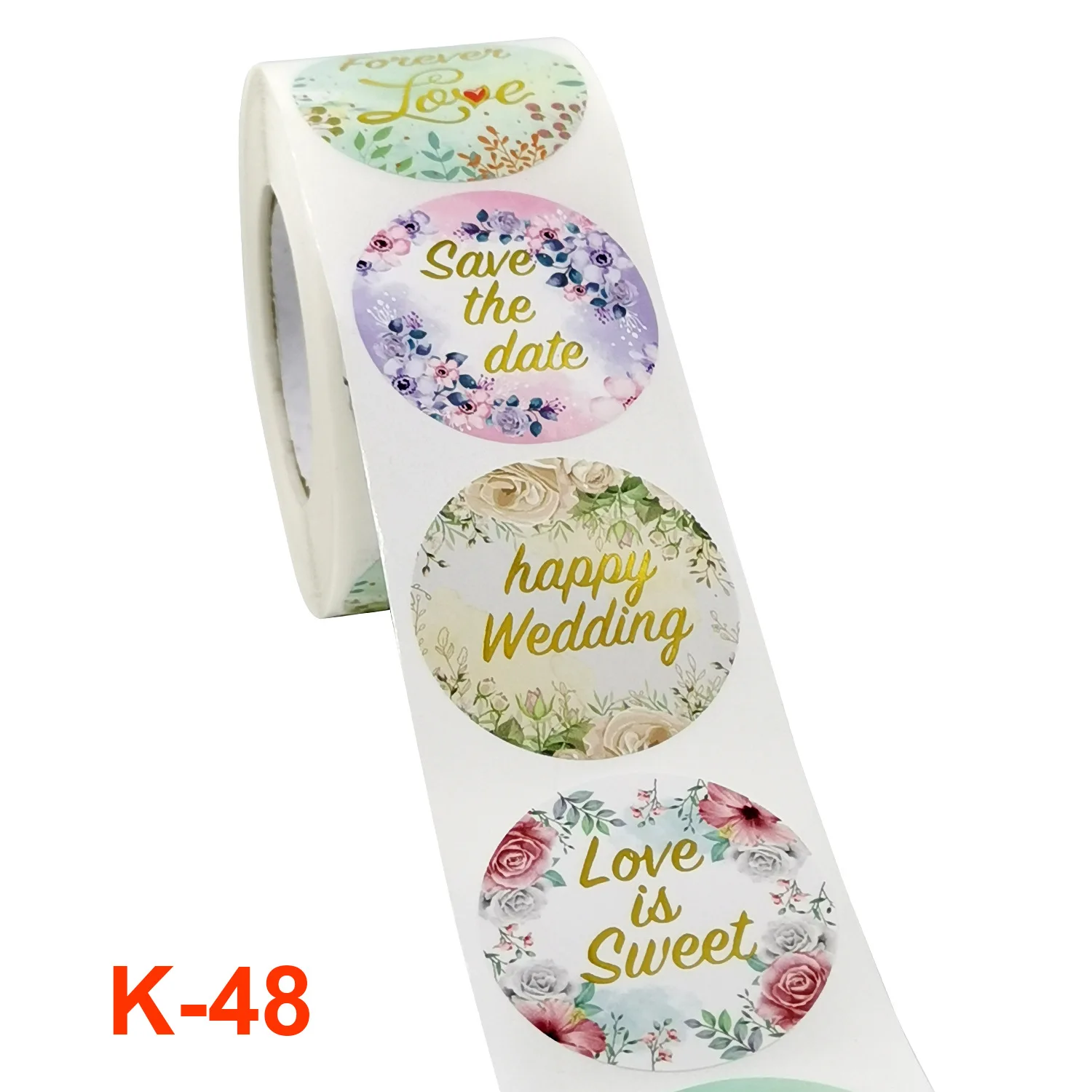 1.5 Inch Surface coated with light film, hot bronze and gold Wedding stickers Thank you sticker