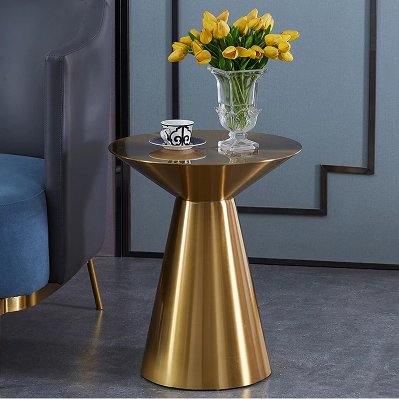Modern luxury Stainless Steel High Fashion Living Room Round Coffee Table Furniture In Gold or Silver