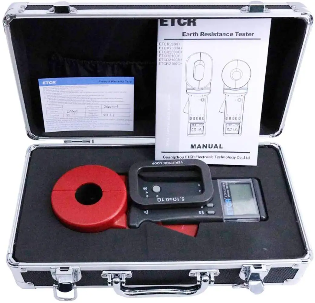 ETCR2100C+ Digital Clamp Ground Earth Resistance Tester 0.01 to 1200 Ohm Leakage Current Measure 0.00mA to 20.0A