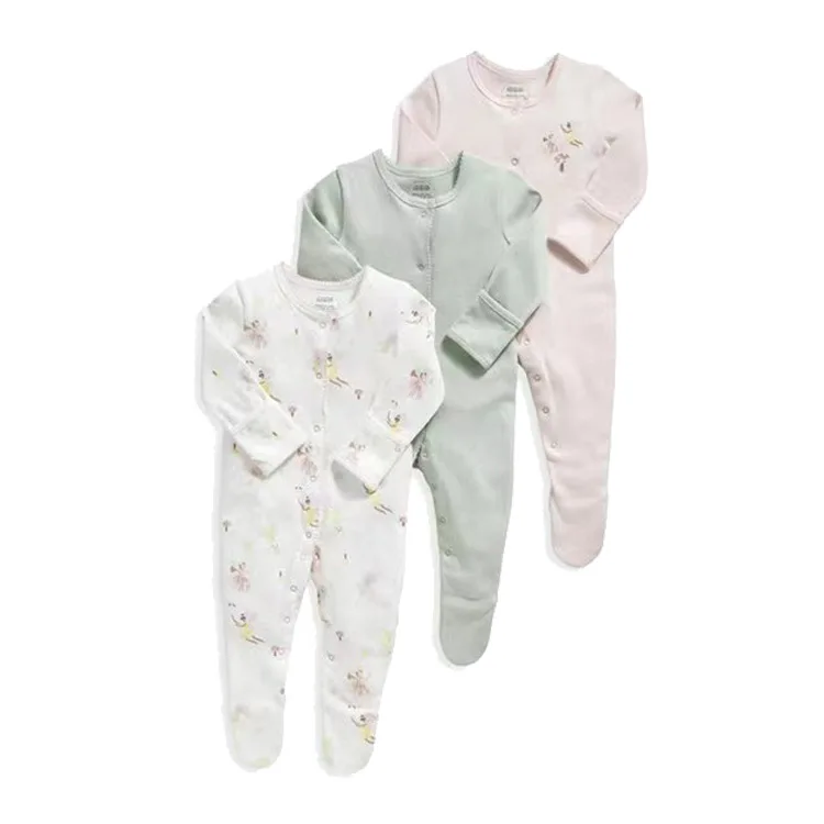 Baby Clothes Soft Newborn Romper Nordic Pattern Bamboo Cotton Infant Long Sleeved Leggings Jumpsuit