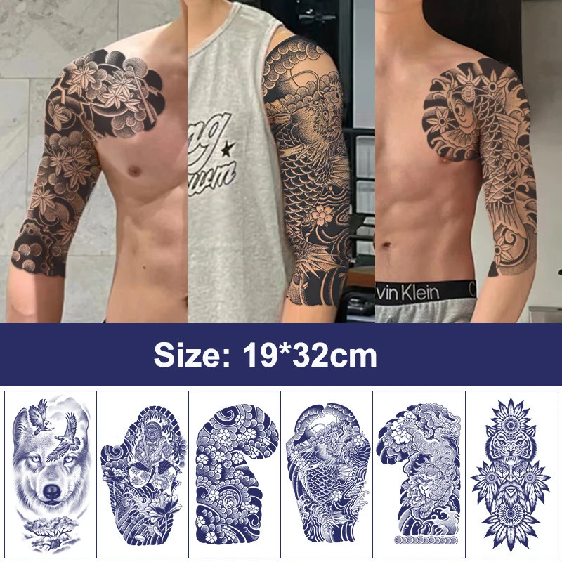 BJ 2024 Hot Popular Wholesale Half Armor Tattoo Sticker Realistic Adult Body Art Tattoo Stencil Temporary Juice Tattoo Stickers
