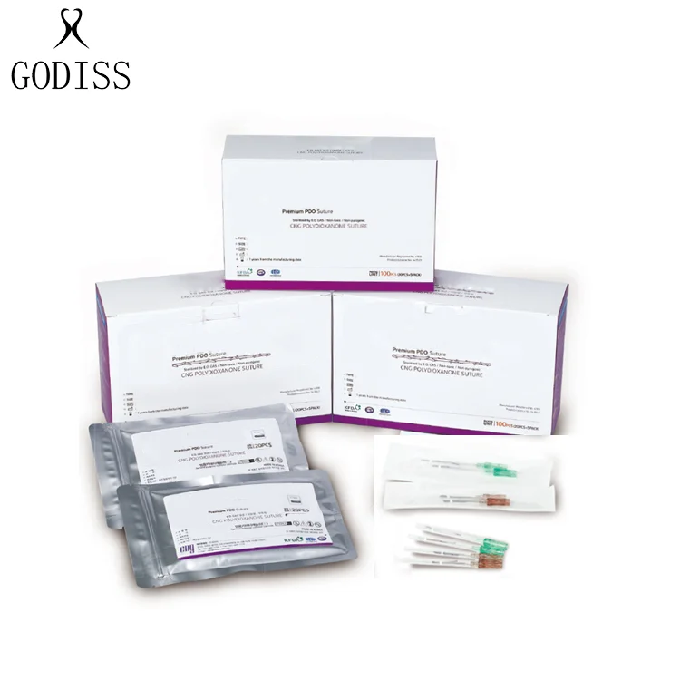 GODISS Hot selling high quality aseptic threads pdo 30g pdo material lifting face mono thread 29g 3 gold plated pdo threads