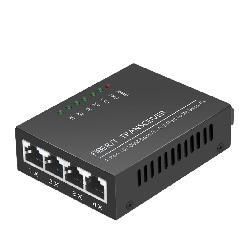 Hot sale fiber optic ethernet media converter A 100 megabit 4 optical  interface 2 rj45 interface transceiver