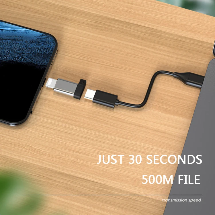 Type-c mobile phone adapter Type-c USB ios adapter with key chain sync charger OTG converter for iPhone 11 12