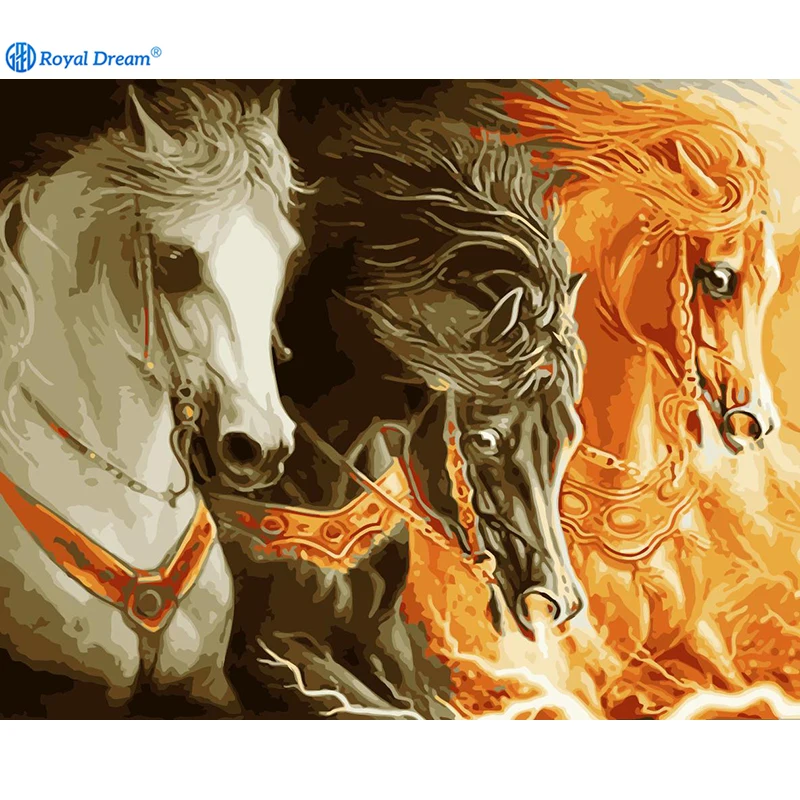 ROYALDREAM Wake up the horse Painting Diy Digital Painting By Numbers Modern Wall Art Picture For Home Wall Artwork