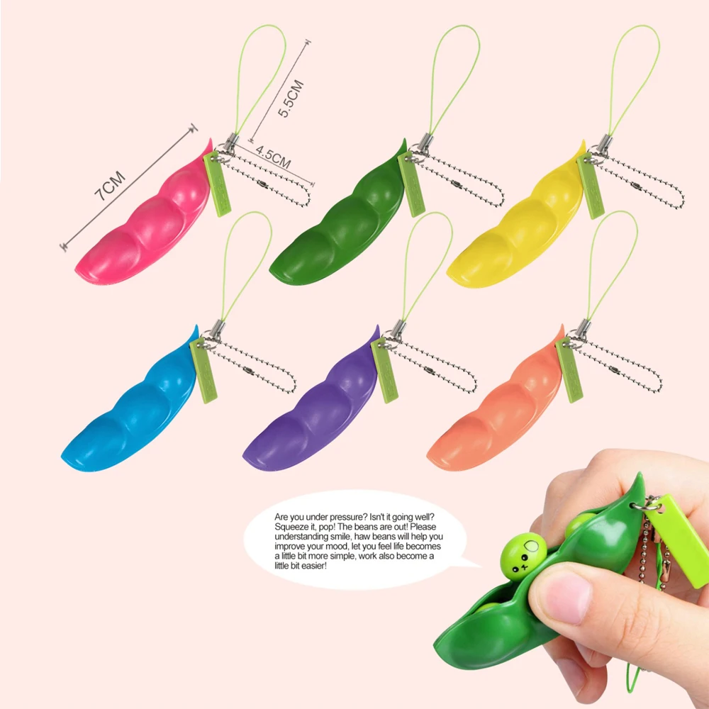wholesale Adult multi colors anti stress funny stress relief squeeze Fidget green bean plush toys magic bean made in china