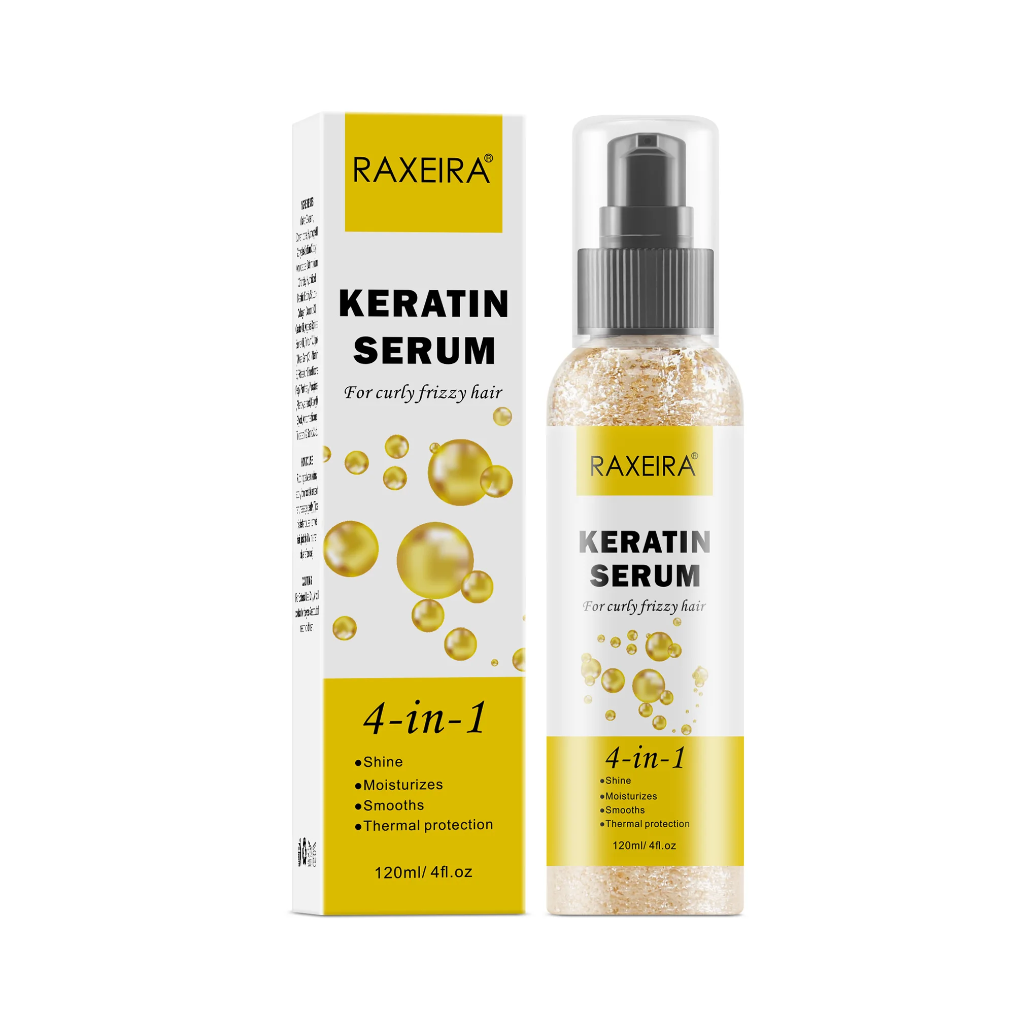 Private Label Keratin Hair Serum Hair Product 120ml Organic Vitamin E Hydrolized Keratin Coconut Oil 4-IN-1 Hair Care Essence