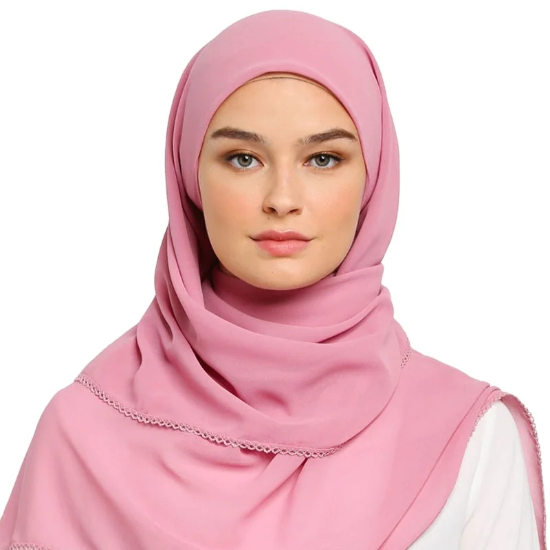 
Wholesale Islamic Hui Nationality Solid Color High Quality Plain Chiffon Muslim Hijab Scarf Shawl Pashmina 