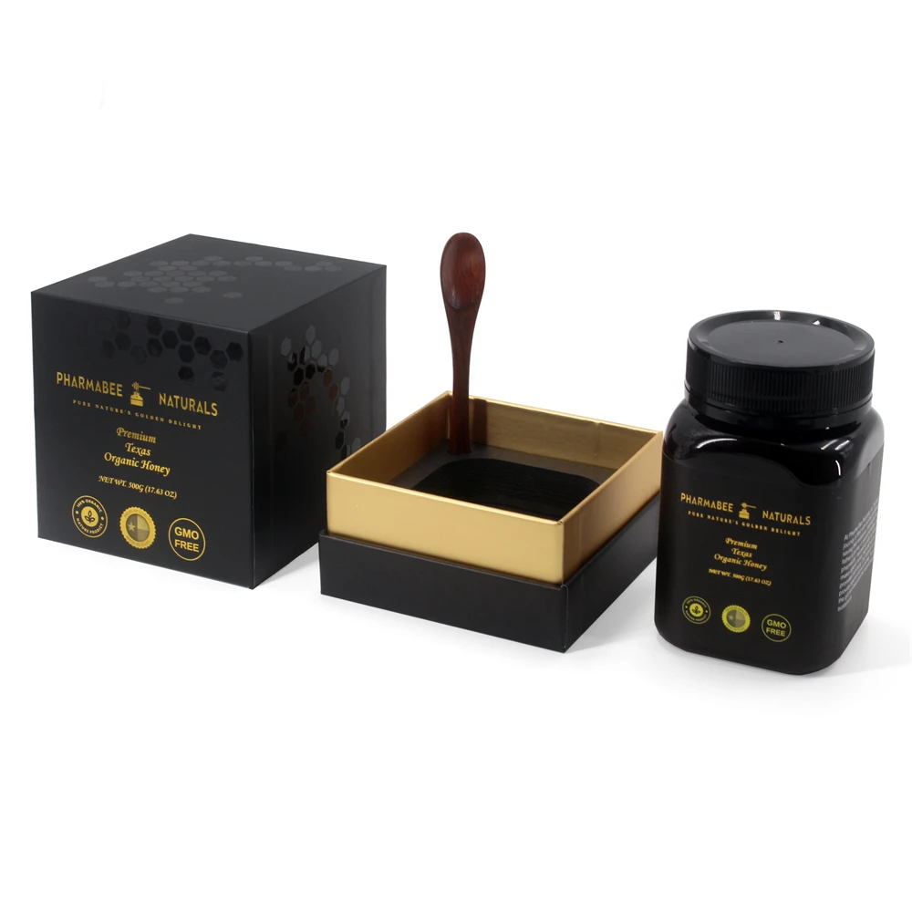 Custom logo printing luxury rigid cardboard honey bottle honey jar gift box packaging for honey
