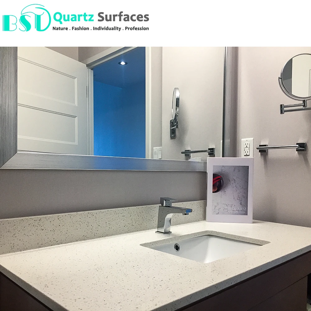 Cut-to-Size Kitchen Artificial Quartz Marble Granite Stone Carrara White Calacatta Vanity Quartz Countertop with Grey Veins