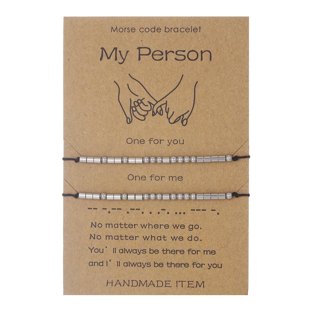 2024 New Fashion Handmade Couple Bracelet Jewelry Adjustable Alloy Morse Code Bracelet for Couple Friendship Best Gift