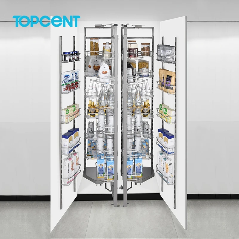 TOPCENT Kitchen Cabinet storage 6/5/4/2 Layer Soft-close Slide tandem Tall unit  Pull Out pantry Storage  Basket