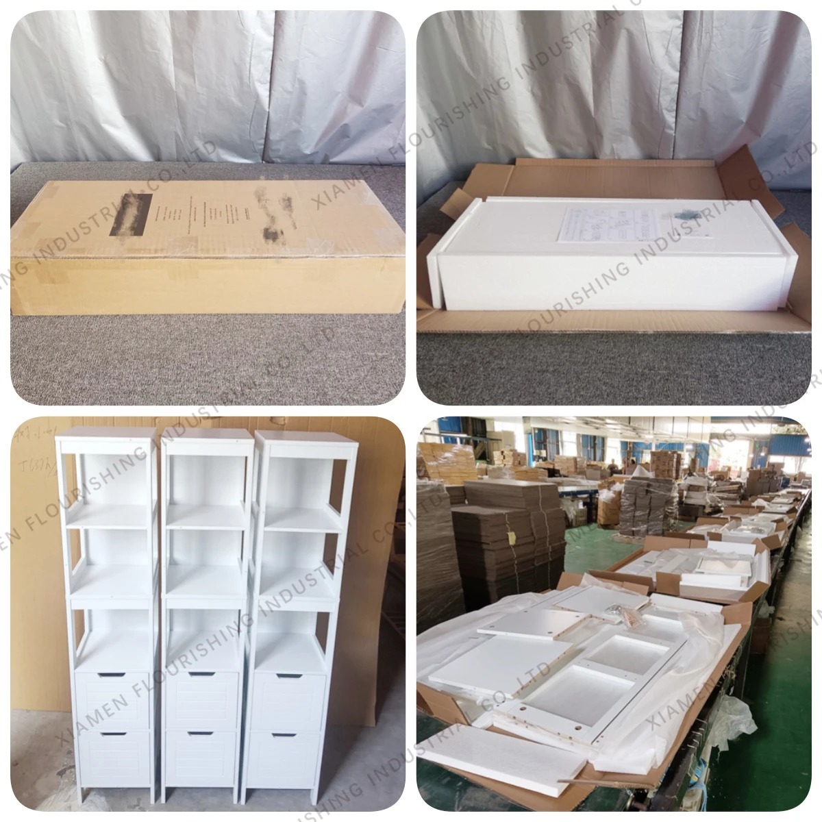 Household Slim Bathroom Storage Rack Organize Corner MDF Narrow Floor Cabinet with 2 Drawers 3 Open Shelves for Living Room