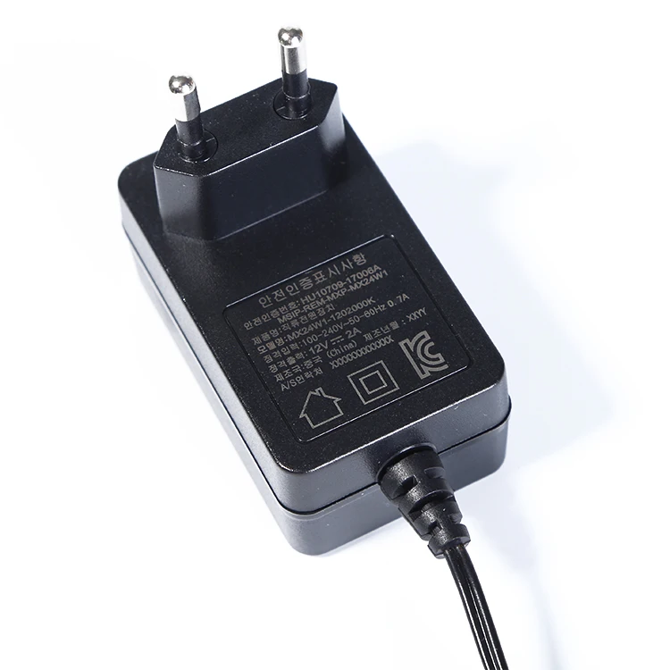 24W KC KCC certificated korea plug 12v1.2a 1.5a power adapter 12v 2a for motor