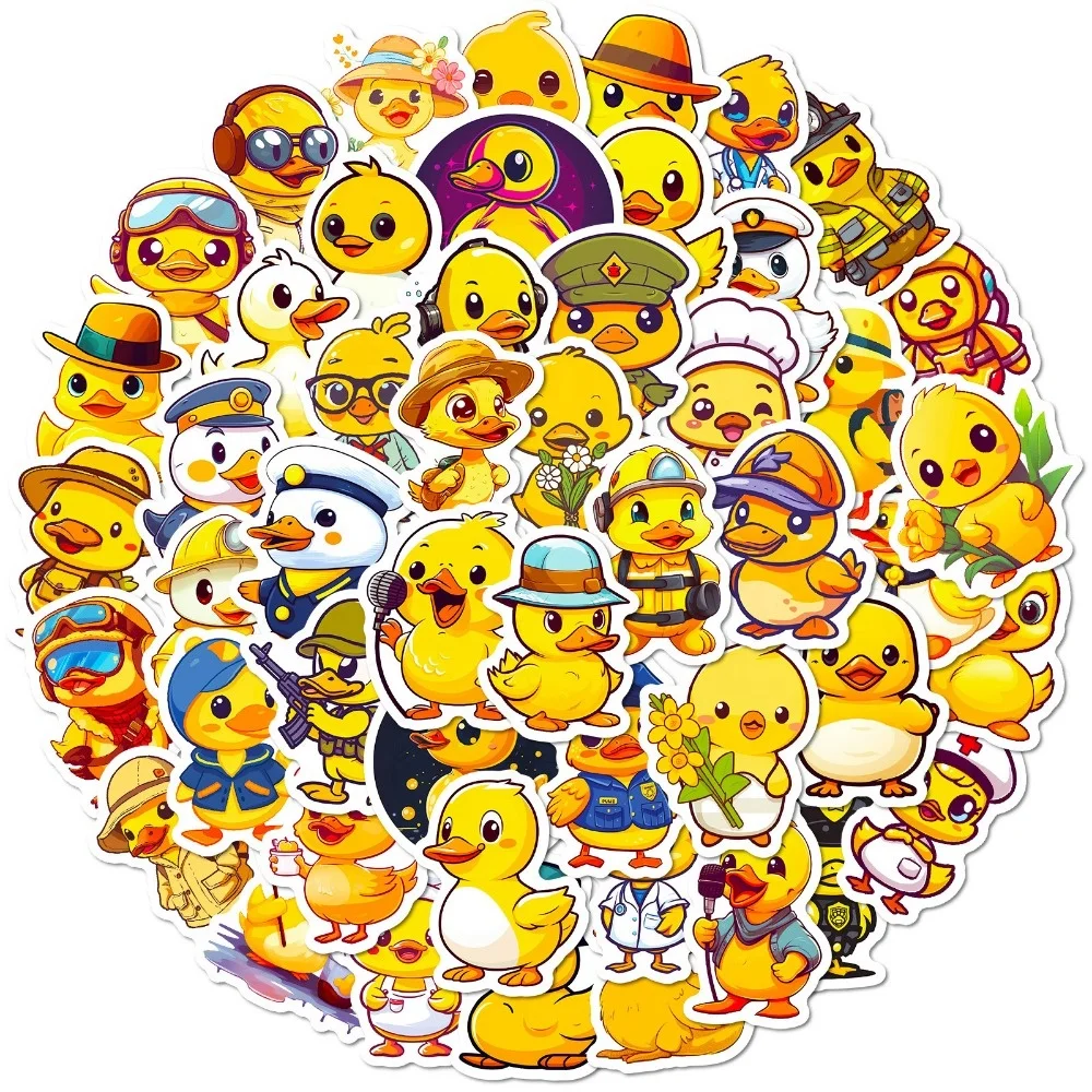 50pcs Little Yellow Duck Stickers, Cartoon Stationery, DIY Handbook, Graffiti Bonus Stickers, T01041929