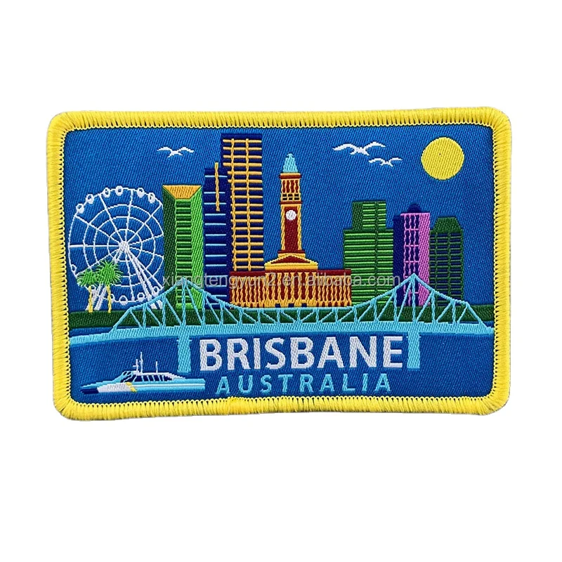 Custom shape woven patch wholesale woven patch badges woven custom patch trucker hats