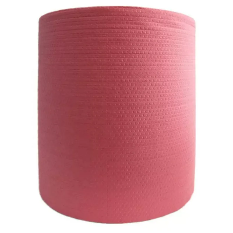 Red Embossed Hydrolace Jumbo Roll industrial mechanic cleaning dry wipe cloth shop towels