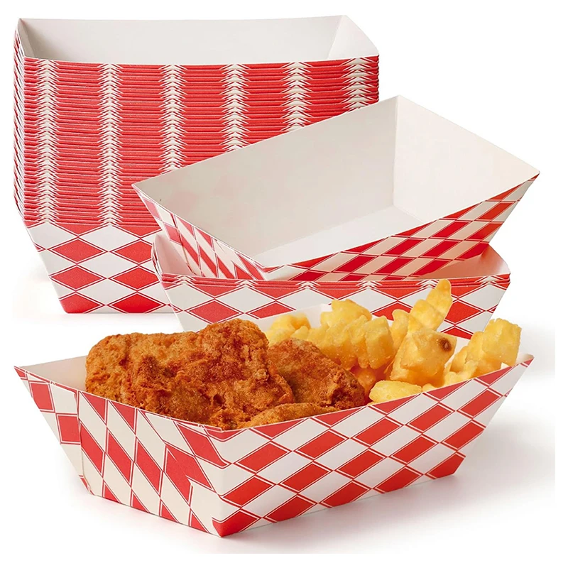 Snack Tray for Picnics and Carnivals-Heavy Duty Disposable Food Tray for Candies and Resistant Paper Food Boats